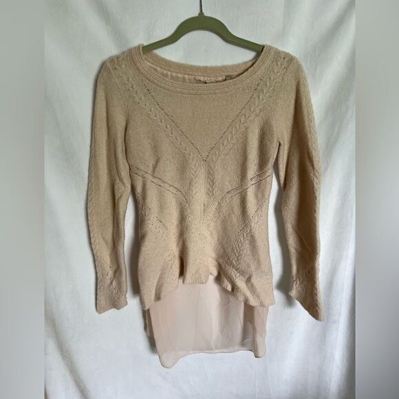 Knitted & Knotted Women's L Nude Pink Sweater Textured Anthropologie Wool Alpaca - Picture 1 of 7